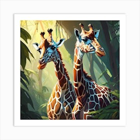 Giraffes In The Jungle 7 Art Print