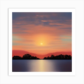 Scenic Sunset Over Lake Art Print