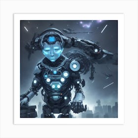 Robot In Space Art Print