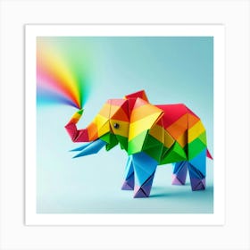 Colourful Origama Elephant Art Print