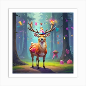 Birthday Deer 1 Art Print