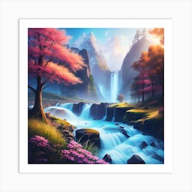 Waterfall In The Forest 28 Art Print