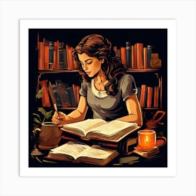 Girl Reading A Book 2 Art Print