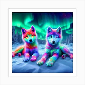 Psychedelic Wolf Family 1 Art Print