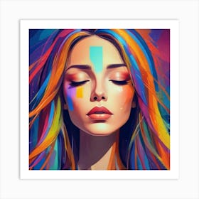 1000015159 Portrait of colorful a woman's face abstract painting style art print Art Print