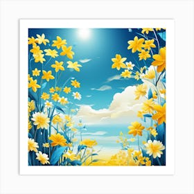 Yellow Flowers In A Field Art Print