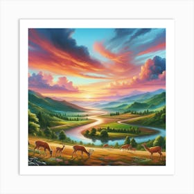 Sunset In The Mountains Art Print