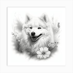 Samoyed drawing 2 Art Print