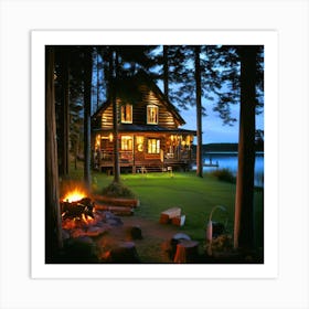 Evening Cookout On The Lake Gigapixel Hq Scale 4 00x Art Print