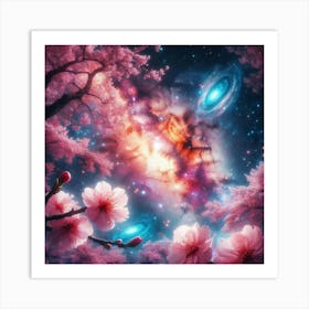 Cherry Blossoms In Space Art Print