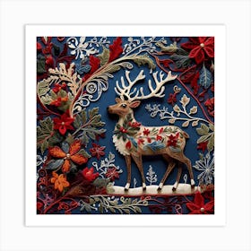 Christmas Deer Art Print