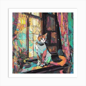 Cat In The Window 2 Art Print