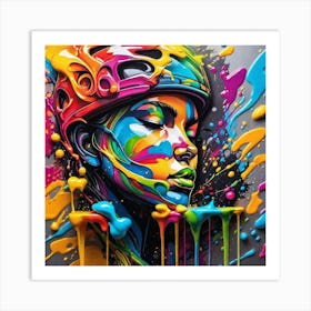 Girl With Paint Splatters 7 Art Print