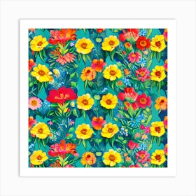 Tropical Flowers Art Print