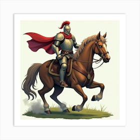 A Valiant Hero In Mystical Armor Riding A Powerful, Enchanted Steed 1 Art Print