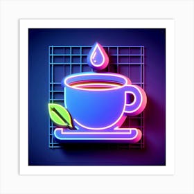 Neon Tea Cup Art Print