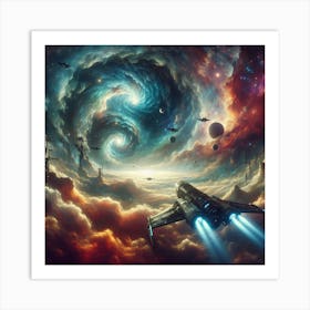 Spaceship In Space Art Print