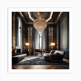 Black And Gold Living Room 10 Art Print