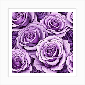 Purple Roses Seamless Pattern Art Print