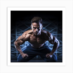 Muscular Man Posing Art Print