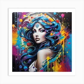 Woman With Blue Hair Art Print