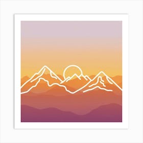 Mountains At Sunset Art Print