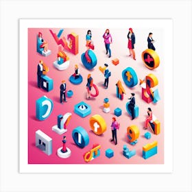 Isometric Business Icons Art Print