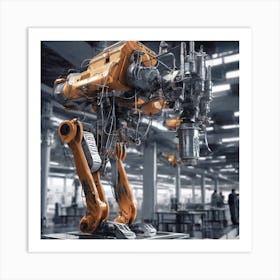 Robot In A Factory Art Print