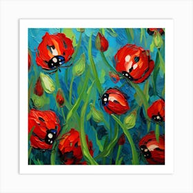 Ladybugs In The Grass Art Print