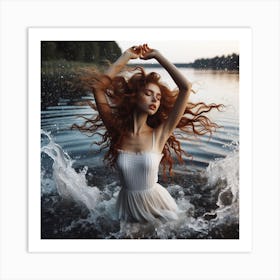 Beautiful Woman In Water Art Print