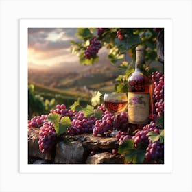 Wine And Grapes 3 Art Print