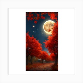 Full Moon In Autumn 2 Art Print