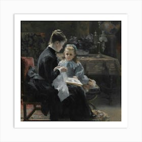 Mother Reading To Her Daughter Art Print