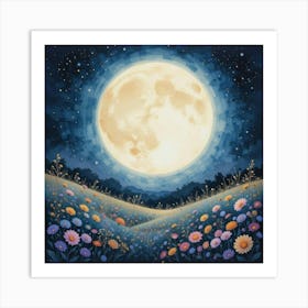 Moonlight In The Meadow 2 Art Print