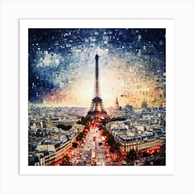 Paris Grids - Paris Eiffel Tower Art Print