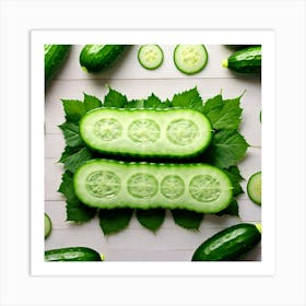 Cucumbers On A White Background 4 Art Print