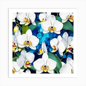 Orchids Seamless Pattern Art Print