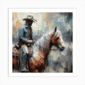 Cowboy on horse Art Print