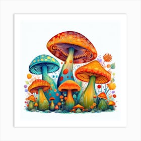 Colorful Mushrooms 2 Art Print