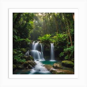 Waterfall In The Jungle 3 Art Print