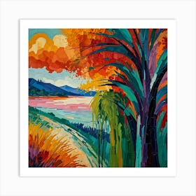 Post-Impressionist painting with vivid colors and distinctive brush strokes Art Print