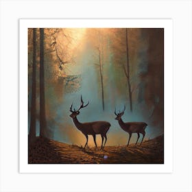 Deer In The Woods 1 Art Print