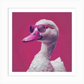 Duck In Pink Sunglasses Art Print