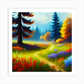 Magnificent forest meadows oil painting abstract painting art 10 Art Print