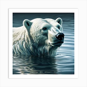 Waterlogged Polar Bear in an Arctic Sea Art Print