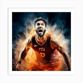 Court Arena Sport Basketball Professional Game Net Ball Point Action Background Man Prof (5) Art Print