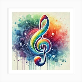 Colorful Music Clef Art Print