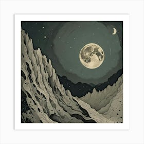 Moon In The Mountains Art Print