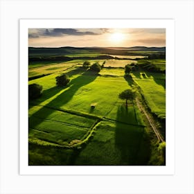 Grass Ecology No People Pasture Drone Scenic Shadow Flight Rural Scene Green Aerial View (9) Art Print