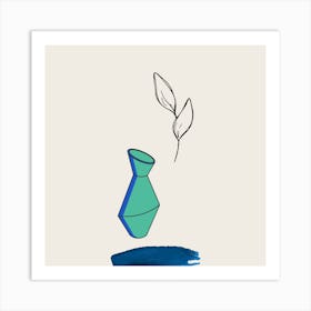 Vase And A Leaf Art Print